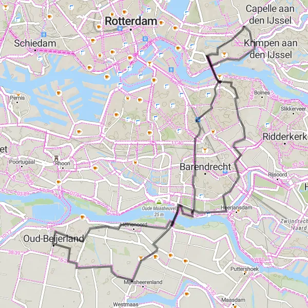 Miniatuurkaart van de fietsinspiratie "Culinaire Fietsroute" in Zuid-Holland, Netherlands. Gemaakt door de Tarmacs.app fietsrouteplanner