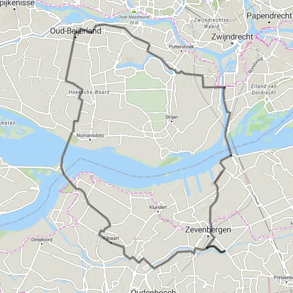 Map miniature of "Oud-Beijerland to Sluispad Noord" cycling inspiration in Zuid-Holland, Netherlands. Generated by Tarmacs.app cycling route planner