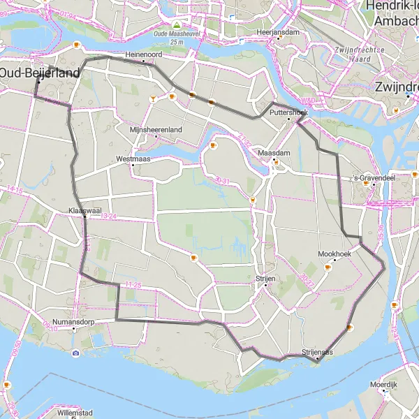 Map miniature of "Historic Village Ride" cycling inspiration in Zuid-Holland, Netherlands. Generated by Tarmacs.app cycling route planner