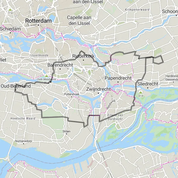 Map miniature of "Scenic Road Loop" cycling inspiration in Zuid-Holland, Netherlands. Generated by Tarmacs.app cycling route planner