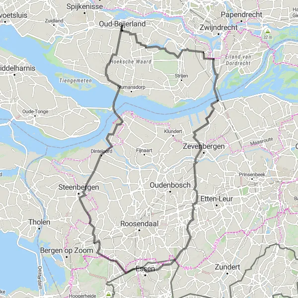 Miniatuurkaart van de fietsinspiratie "Van Oud-Beijerland naar Oudemolen en Dintelsas" in Zuid-Holland, Netherlands. Gemaakt door de Tarmacs.app fietsrouteplanner