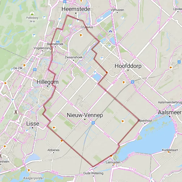 Map miniature of "Natural Beauty Gravel Ride" cycling inspiration in Zuid-Holland, Netherlands. Generated by Tarmacs.app cycling route planner