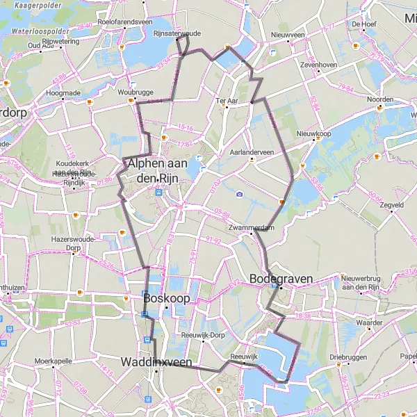 Miniatuurkaart van de fietsinspiratie "Rondje rondom Oude Wetering" in Zuid-Holland, Netherlands. Gemaakt door de Tarmacs.app fietsrouteplanner