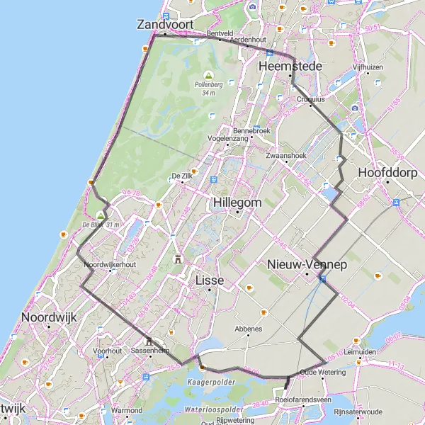 Miniatuurkaart van de fietsinspiratie "Kastelen en Bloemenvelden Route" in Zuid-Holland, Netherlands. Gemaakt door de Tarmacs.app fietsrouteplanner