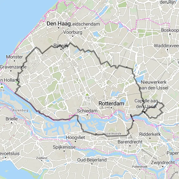 Map miniature of "Scenic Loop to Ouderkerk aan den IJssel" cycling inspiration in Zuid-Holland, Netherlands. Generated by Tarmacs.app cycling route planner