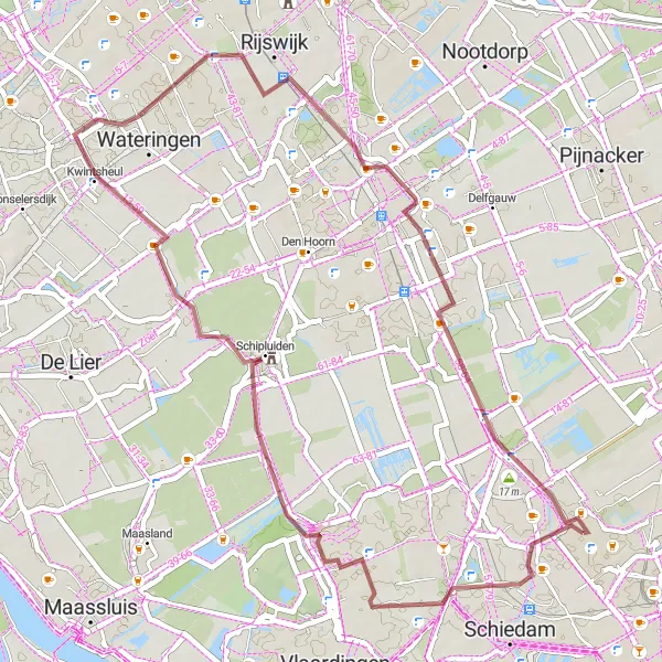 Map miniature of "The Rural Cycling Escape" cycling inspiration in Zuid-Holland, Netherlands. Generated by Tarmacs.app cycling route planner
