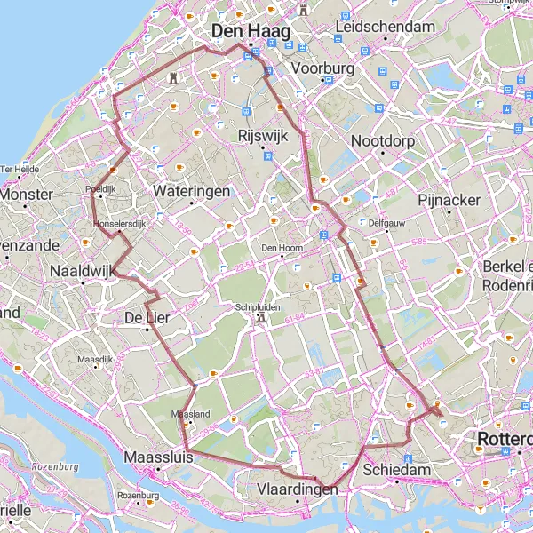 Map miniature of "Gravel Ride with a View" cycling inspiration in Zuid-Holland, Netherlands. Generated by Tarmacs.app cycling route planner