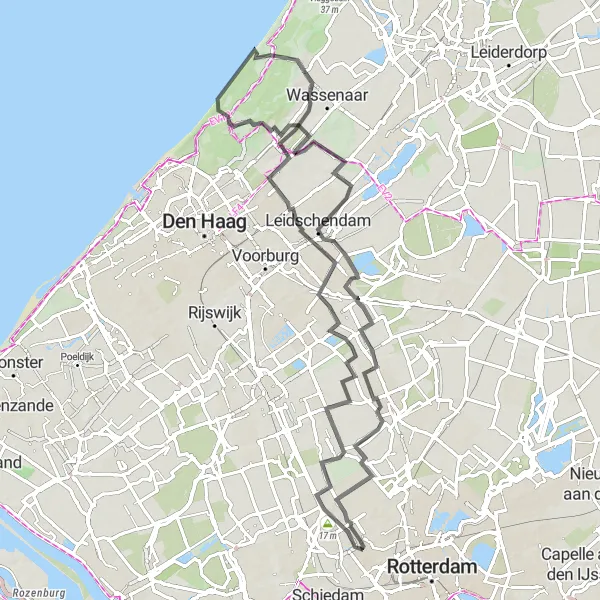 Map miniature of "Exploring the Green Scenery" cycling inspiration in Zuid-Holland, Netherlands. Generated by Tarmacs.app cycling route planner