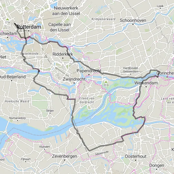 Miniatuurkaart van de fietsinspiratie "Historische route van Overschie naar de Euromast" in Zuid-Holland, Netherlands. Gemaakt door de Tarmacs.app fietsrouteplanner