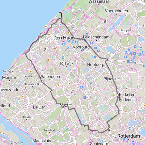 Map miniature of "The Overschie Windas Loop" cycling inspiration in Zuid-Holland, Netherlands. Generated by Tarmacs.app cycling route planner