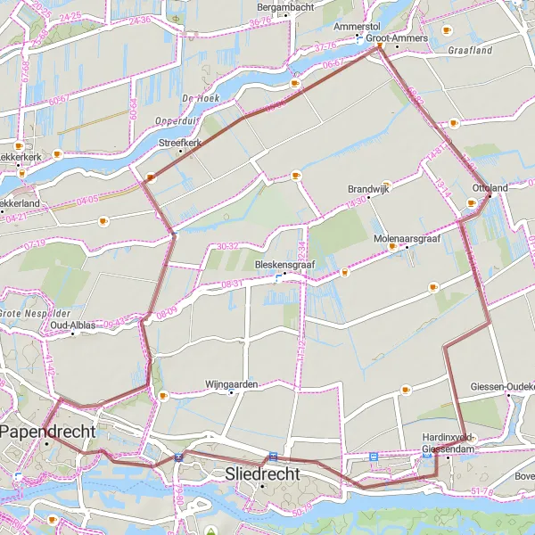 Map miniature of "Gravel adventures through Zuid-Holland's countryside" cycling inspiration in Zuid-Holland, Netherlands. Generated by Tarmacs.app cycling route planner