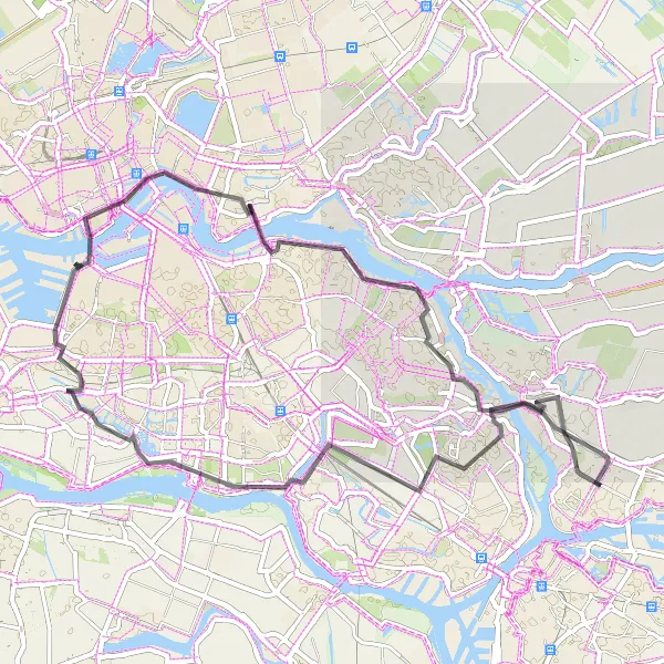 Map miniature of "The Nature Lover's Trail" cycling inspiration in Zuid-Holland, Netherlands. Generated by Tarmacs.app cycling route planner