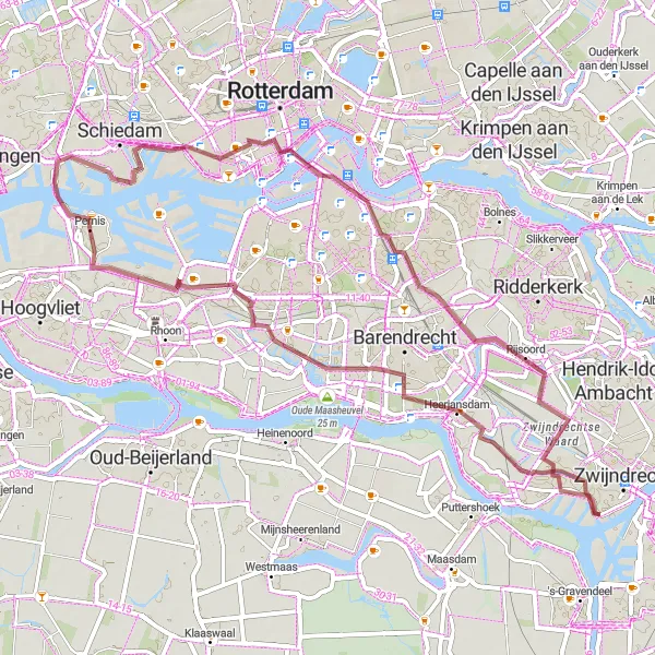 Miniatuurkaart van de fietsinspiratie "Gravel route naar Oude Maasheuvel" in Zuid-Holland, Netherlands. Gemaakt door de Tarmacs.app fietsrouteplanner