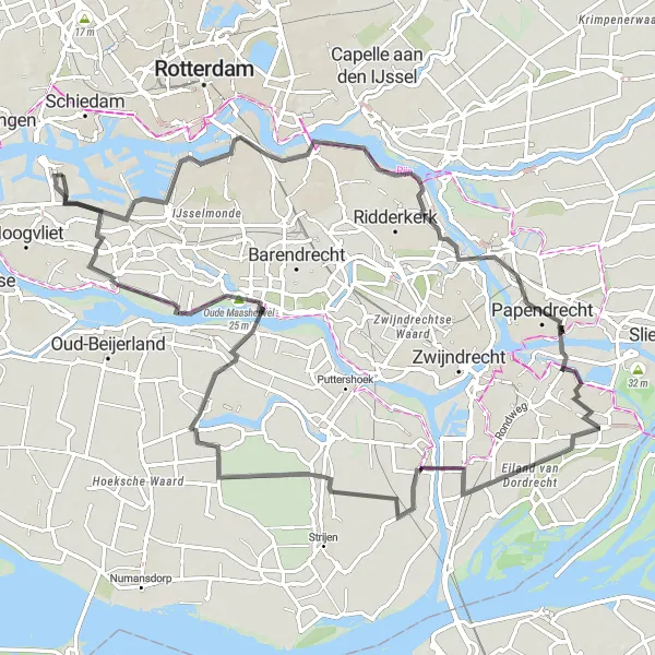 Map miniature of "Scenic Road Cycling: Pernis to Rhoon Castle" cycling inspiration in Zuid-Holland, Netherlands. Generated by Tarmacs.app cycling route planner