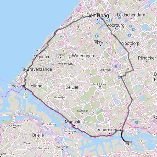 Map miniature of "Road Cycling Tour: Pernis to Delfgauw" cycling inspiration in Zuid-Holland, Netherlands. Generated by Tarmacs.app cycling route planner