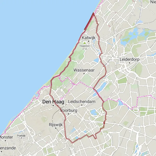 Map miniature of "The Gravel Adventure" cycling inspiration in Zuid-Holland, Netherlands. Generated by Tarmacs.app cycling route planner