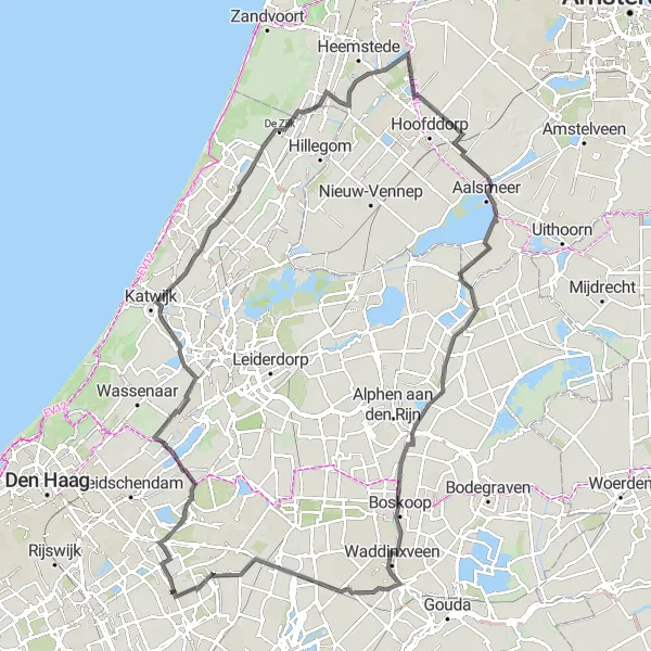 Map miniature of "Coastal Delight and Panoramic Views" cycling inspiration in Zuid-Holland, Netherlands. Generated by Tarmacs.app cycling route planner