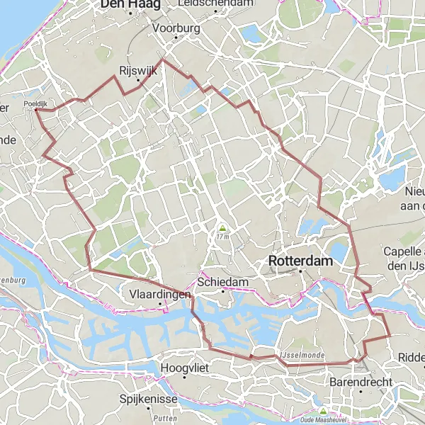 Map miniature of "Poeldijk Gravel Adventure" cycling inspiration in Zuid-Holland, Netherlands. Generated by Tarmacs.app cycling route planner