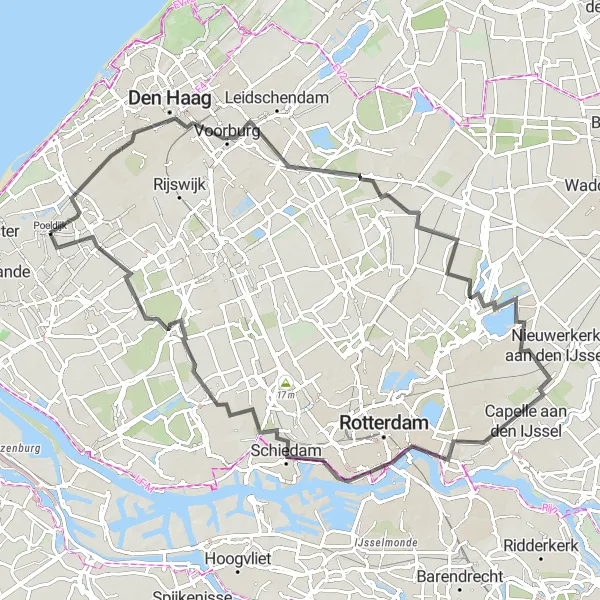 Miniatuurkaart van de fietsinspiratie "Historische Zuid-Hollandse Route" in Zuid-Holland, Netherlands. Gemaakt door de Tarmacs.app fietsrouteplanner