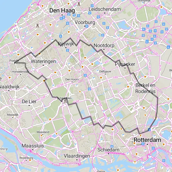 Miniatuurkaart van de fietsinspiratie "Rustige Fietspaden van Rijswijk" in Zuid-Holland, Netherlands. Gemaakt door de Tarmacs.app fietsrouteplanner