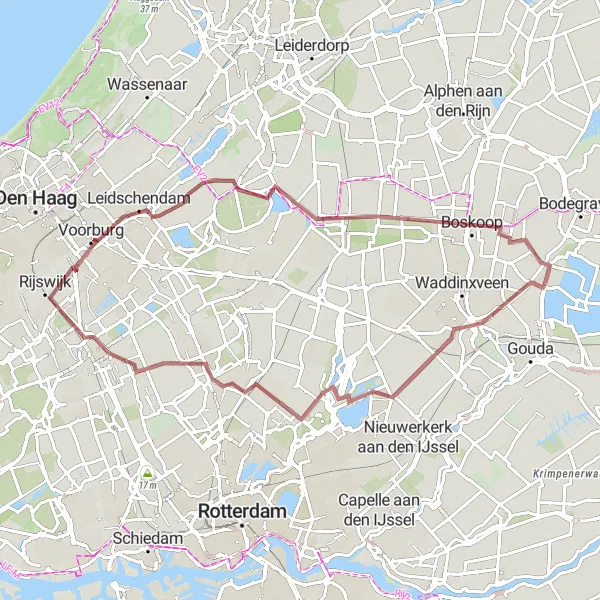 Miniatuurkaart van de fietsinspiratie "Gravelroute Oud Verlaat en Molen "de Haas"" in Zuid-Holland, Netherlands. Gemaakt door de Tarmacs.app fietsrouteplanner