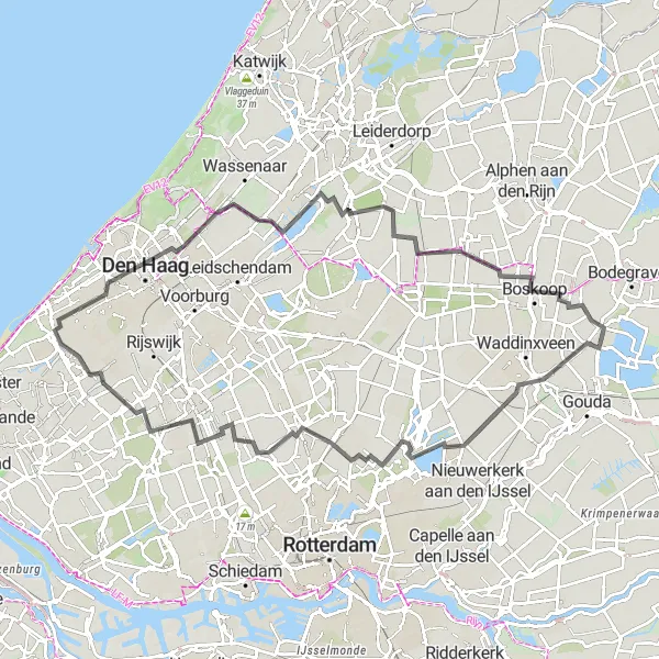 Map miniature of "Uitkijkpunt Lührs - Boskoop Cycling Route" cycling inspiration in Zuid-Holland, Netherlands. Generated by Tarmacs.app cycling route planner