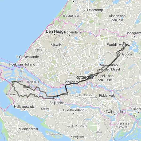 Map miniature of "Observatorium Nieuw-Terbregge - Reeuwijk-Dorp Cycling Route" cycling inspiration in Zuid-Holland, Netherlands. Generated by Tarmacs.app cycling route planner