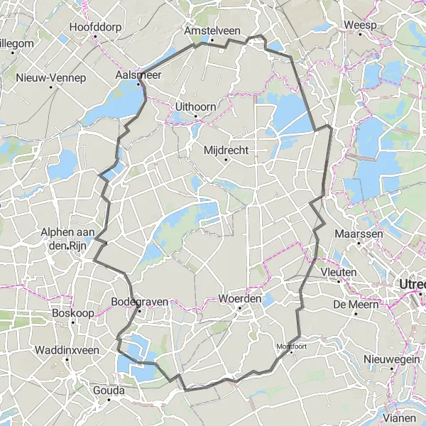 Map miniature of "Lake Heritage Ride" cycling inspiration in Zuid-Holland, Netherlands. Generated by Tarmacs.app cycling route planner
