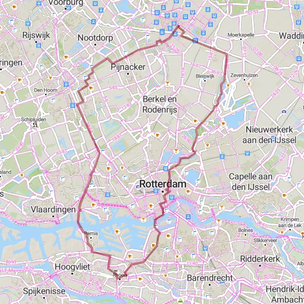 Miniatuurkaart van de fietsinspiratie "Off-road avontuur in de natuur" in Zuid-Holland, Netherlands. Gemaakt door de Tarmacs.app fietsrouteplanner