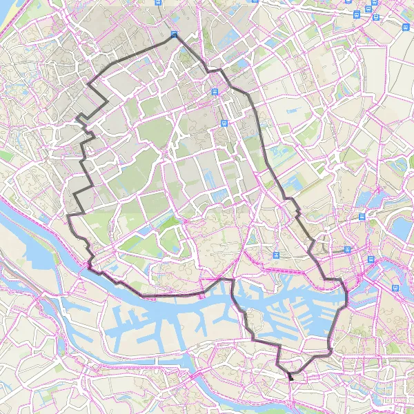 Map miniature of "Dutch Landscapes" cycling inspiration in Zuid-Holland, Netherlands. Generated by Tarmacs.app cycling route planner