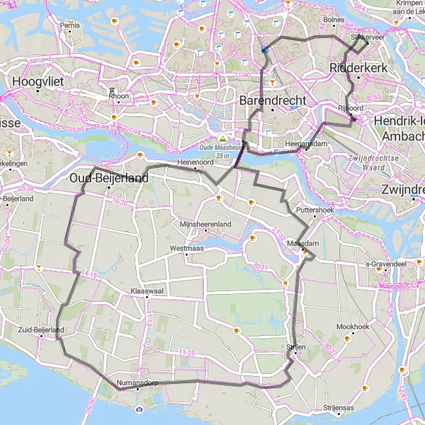 Map miniature of "Scenic Riverfront" cycling inspiration in Zuid-Holland, Netherlands. Generated by Tarmacs.app cycling route planner