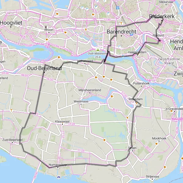Miniatuurkaart van de fietsinspiratie "Historische route langs de Maas" in Zuid-Holland, Netherlands. Gemaakt door de Tarmacs.app fietsrouteplanner
