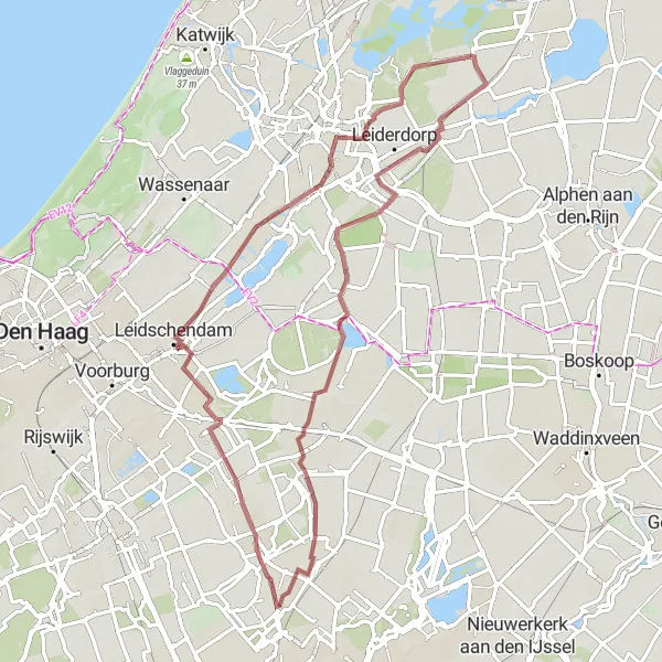 Map miniature of "Exploring Gravel Trails Around Rijpwetering" cycling inspiration in Zuid-Holland, Netherlands. Generated by Tarmacs.app cycling route planner