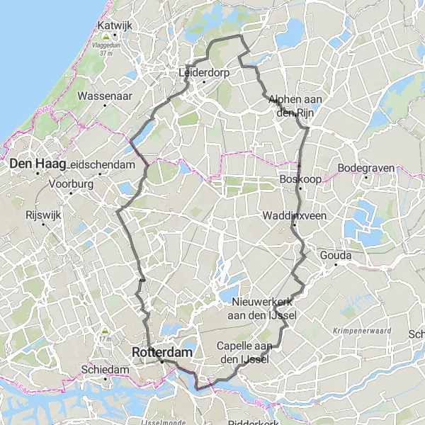 Map miniature of "Nature's Beauty in Zuid-Holland" cycling inspiration in Zuid-Holland, Netherlands. Generated by Tarmacs.app cycling route planner