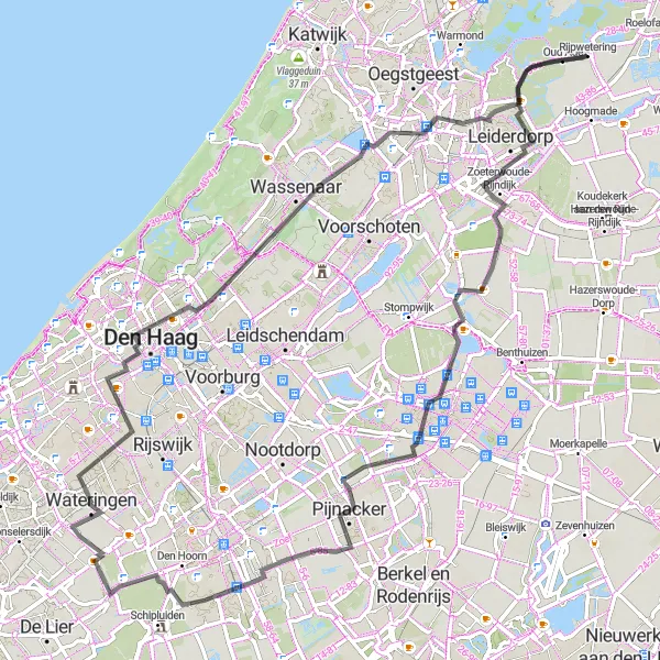 Map miniature of "Scenic Road Cycling Tour near Rijpwetering" cycling inspiration in Zuid-Holland, Netherlands. Generated by Tarmacs.app cycling route planner