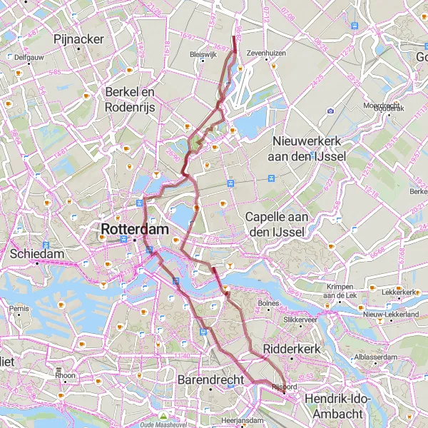 Miniatuurkaart van de fietsinspiratie "Ontdek de Maaskijker en Rotte" in Zuid-Holland, Netherlands. Gemaakt door de Tarmacs.app fietsrouteplanner