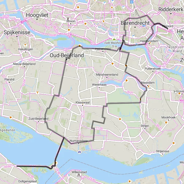 Map miniature of "Scenic Views and Historic Landmarks" cycling inspiration in Zuid-Holland, Netherlands. Generated by Tarmacs.app cycling route planner