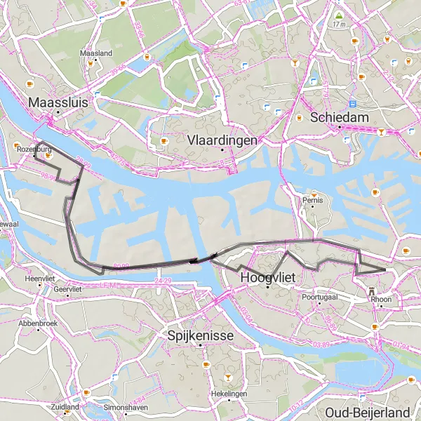 Miniatuurkaart van de fietsinspiratie "Korte wegfietsroute door Zuid-Holland" in Zuid-Holland, Netherlands. Gemaakt door de Tarmacs.app fietsrouteplanner