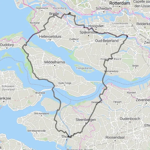 Miniatuurkaart van de fietsinspiratie "Ontdek de waterrijke omgeving per fiets" in Zuid-Holland, Netherlands. Gemaakt door de Tarmacs.app fietsrouteplanner