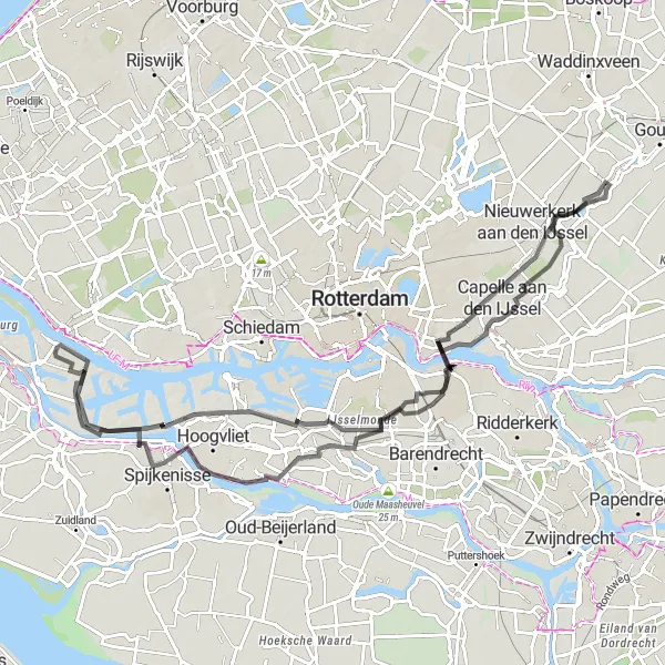 Map miniature of "Round trip from Rozenburg to 's-Gravenweg" cycling inspiration in Zuid-Holland, Netherlands. Generated by Tarmacs.app cycling route planner