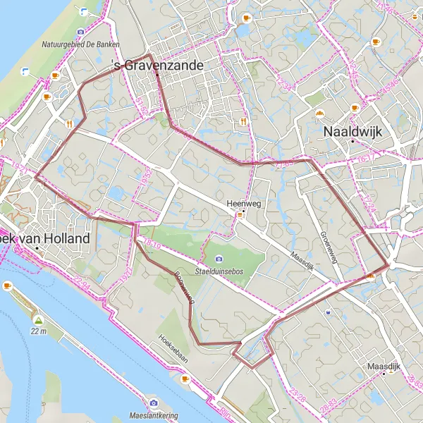 Map miniature of "Gravel Adventure: Coastal Escape" cycling inspiration in Zuid-Holland, Netherlands. Generated by Tarmacs.app cycling route planner