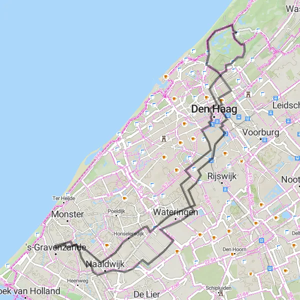 Map miniature of "Road Cycling Route: 's-Gravenzande Tour" cycling inspiration in Zuid-Holland, Netherlands. Generated by Tarmacs.app cycling route planner