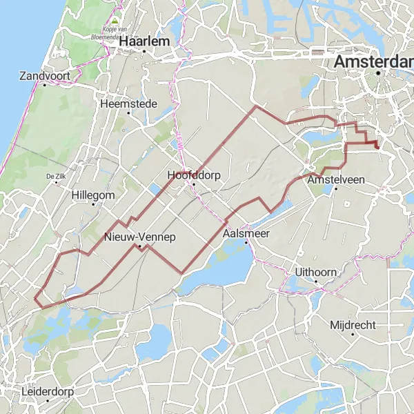 Miniatuurkaart van de fietsinspiratie "Groene Landschappen en Rustieke Dorpenroute" in Zuid-Holland, Netherlands. Gemaakt door de Tarmacs.app fietsrouteplanner