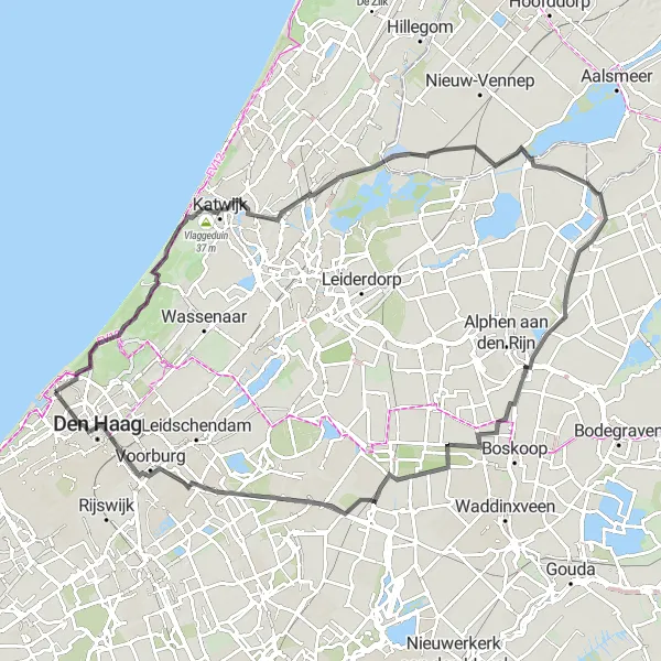 Map miniature of "Road Cycling Adventure in Zuid-Holland" cycling inspiration in Zuid-Holland, Netherlands. Generated by Tarmacs.app cycling route planner