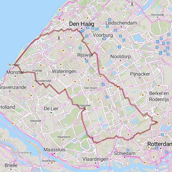 Miniatuurkaart van de fietsinspiratie "Ontdek de natuur van Zuid-Holland" in Zuid-Holland, Netherlands. Gemaakt door de Tarmacs.app fietsrouteplanner