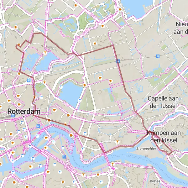 Miniatuurkaart van de fietsinspiratie "Graveltocht langs de Rotte" in Zuid-Holland, Netherlands. Gemaakt door de Tarmacs.app fietsrouteplanner