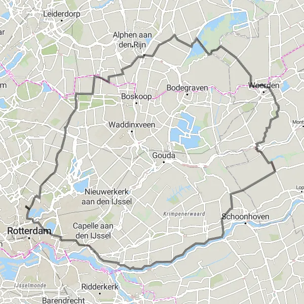 Miniatuurkaart van de fietsinspiratie "Langs Historische Plaatsen Road Cycling Route" in Zuid-Holland, Netherlands. Gemaakt door de Tarmacs.app fietsrouteplanner
