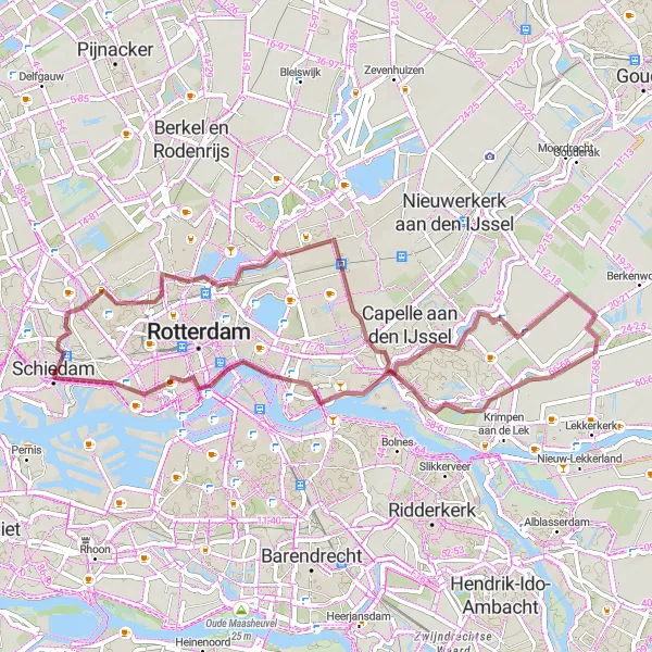 Map miniature of "Hidden Gems of Zuid-Holland" cycling inspiration in Zuid-Holland, Netherlands. Generated by Tarmacs.app cycling route planner