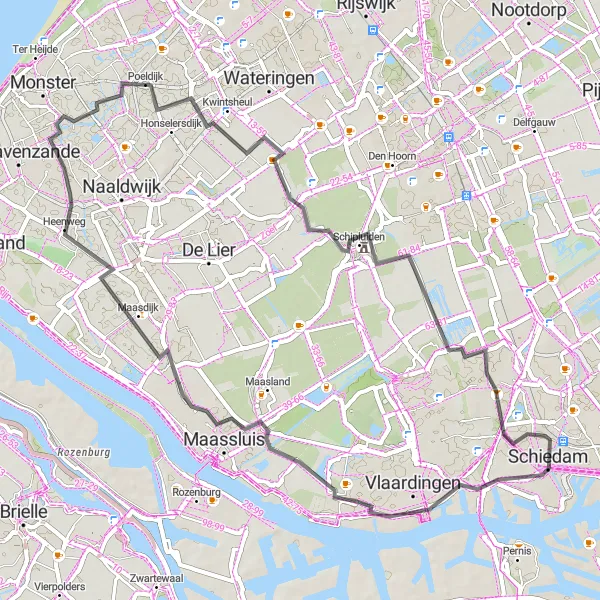 Miniatuurkaart van de fietsinspiratie "Historische route langs de Zuid-Hollandse dorpen" in Zuid-Holland, Netherlands. Gemaakt door de Tarmacs.app fietsrouteplanner