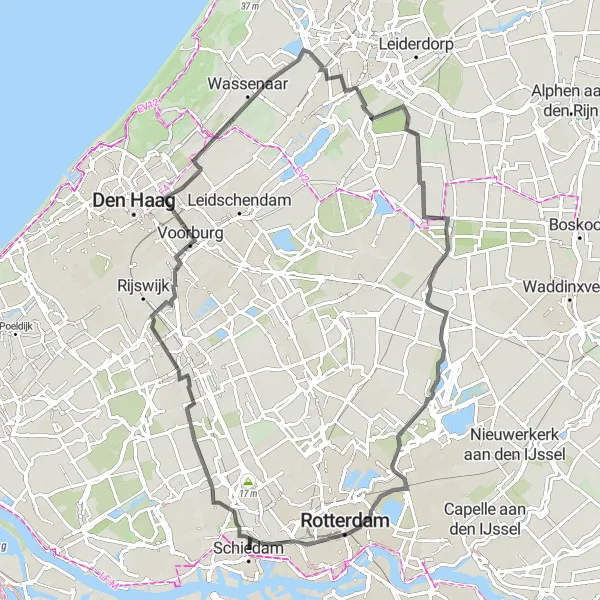 Map miniature of "Abtswoude and Delft Tour" cycling inspiration in Zuid-Holland, Netherlands. Generated by Tarmacs.app cycling route planner